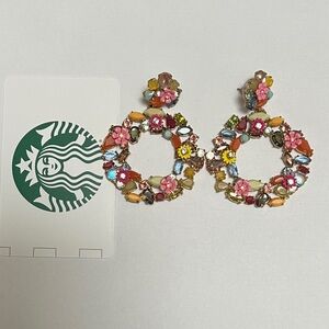 Colorful Floral Hoop Earrings